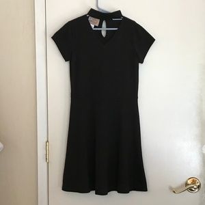 Girls 12 L Roebuck & Co V Neck Dress Choker Black